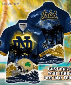 Notre Dame Fighting Irish NCAA Team Logo Custom Name 3D Hawaiian Shirt Gift Ideas Product Photo 1