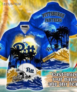 Pittsburgh Panthers NCAA Team Logo Custom Name 3D Hawaiian Shirt Gift Ideas Product Photo 1