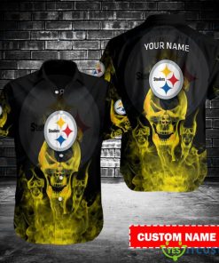 Pittsburgh Steelers Personalized Button Hawaiian Shirt Custom Name Product Photo 1