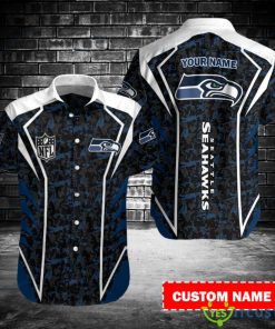 Seattle Seahawks Personalized Button Hawaiian Shirt Product Photo 1