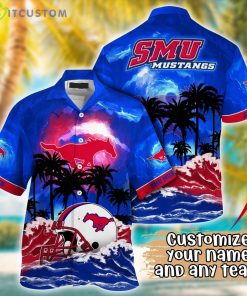 SMU Mustangs NCAA Team Logo Custom Name 3D Hawaiian Shirt Gift Ideas Product Photo 1