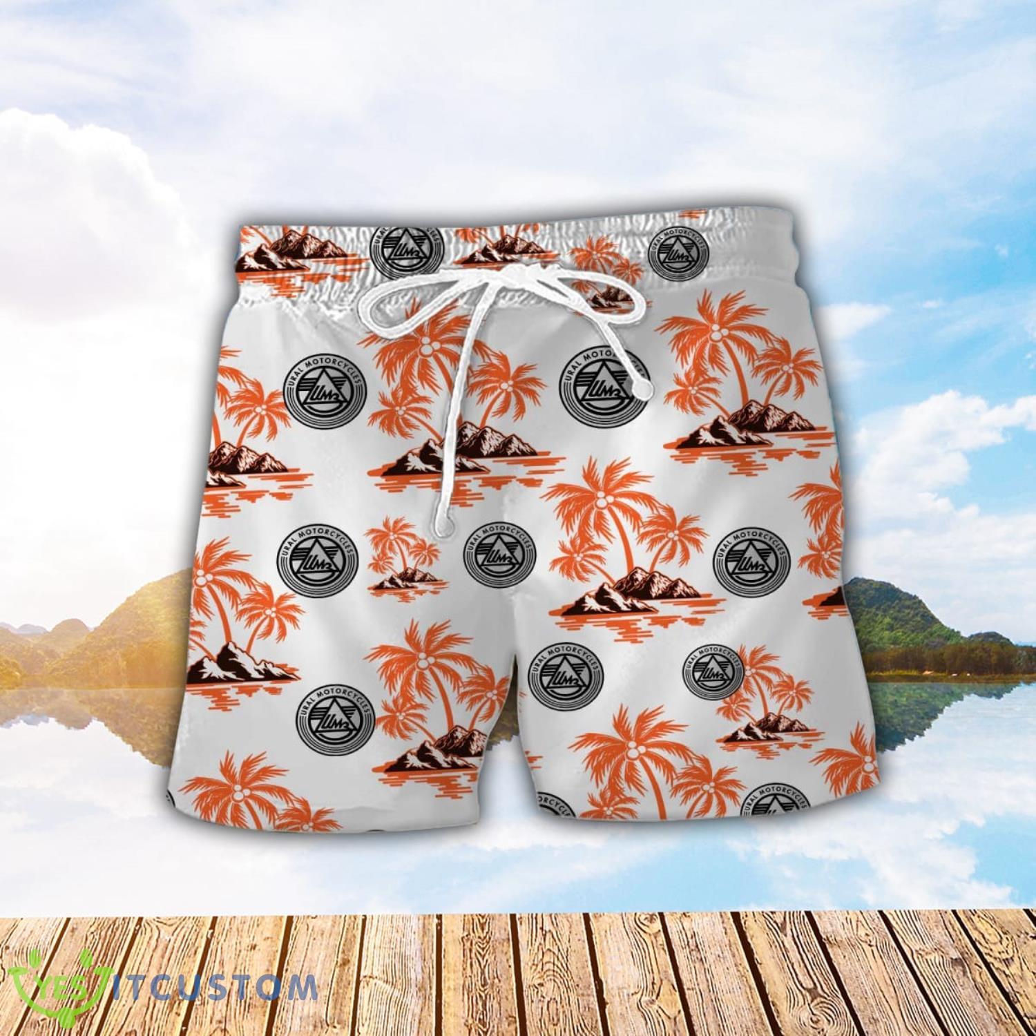 Ural Motorcycles Orange Coconut Pattern Combo 3D Hawaiian Shirt And Shorts 2 Ural Motorcycles Orange Coconut Pattern Combo 3D Hawaiian Shirt And Shorts Product Photo 2