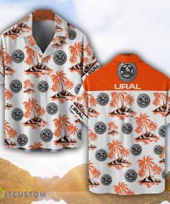 Ural Motorcycles Orange Coconut Pattern Combo 3D Hawaiian Shirt And Shorts Product Photo 1