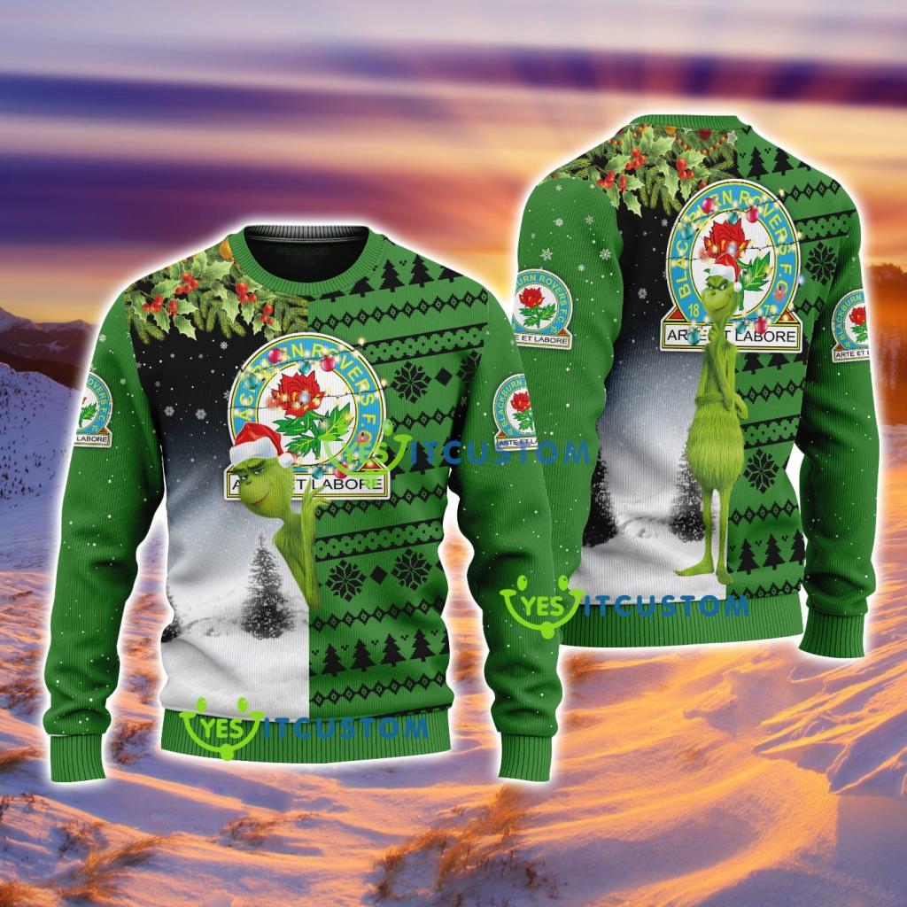 Blackburn Rovers The Grinch Christmas Pattern Flower And Snow Ugly Sweater 3D 3 Blackburn Rovers The Grinch Christmas Pattern Flower And Snow Ugly Sweater 3D Product Photo 1