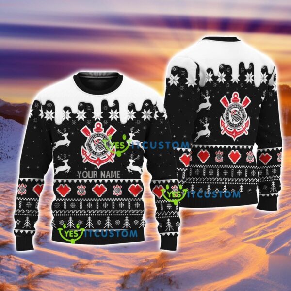 Corinthians Paulista Logo Custom Name Ugly Sweater Merry Chistmas Gift For Men Women Product Photo 1