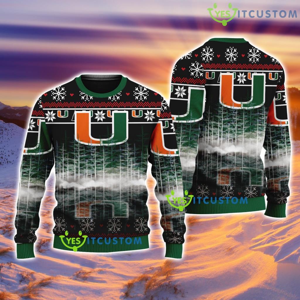 Miami Hurricanes Ncaa Logo Christmas Ugly Sweater New Designs For Fans 3 Miami Hurricanes Ncaa Logo Christmas Ugly Sweater New Designs For Fans Product Photo 1
