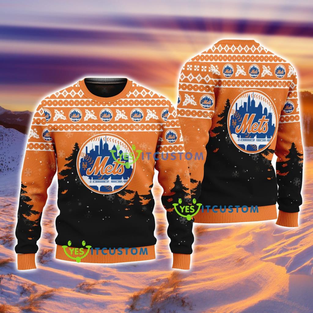 New York Mets MLB Knitting Pattern Christmas Tree Pine Happy Ugly Sweater Merry Chistmas 3 New York Mets MLB Knitting Pattern Christmas Tree Pine Happy Ugly Sweater Merry Chistmas Product Photo 1