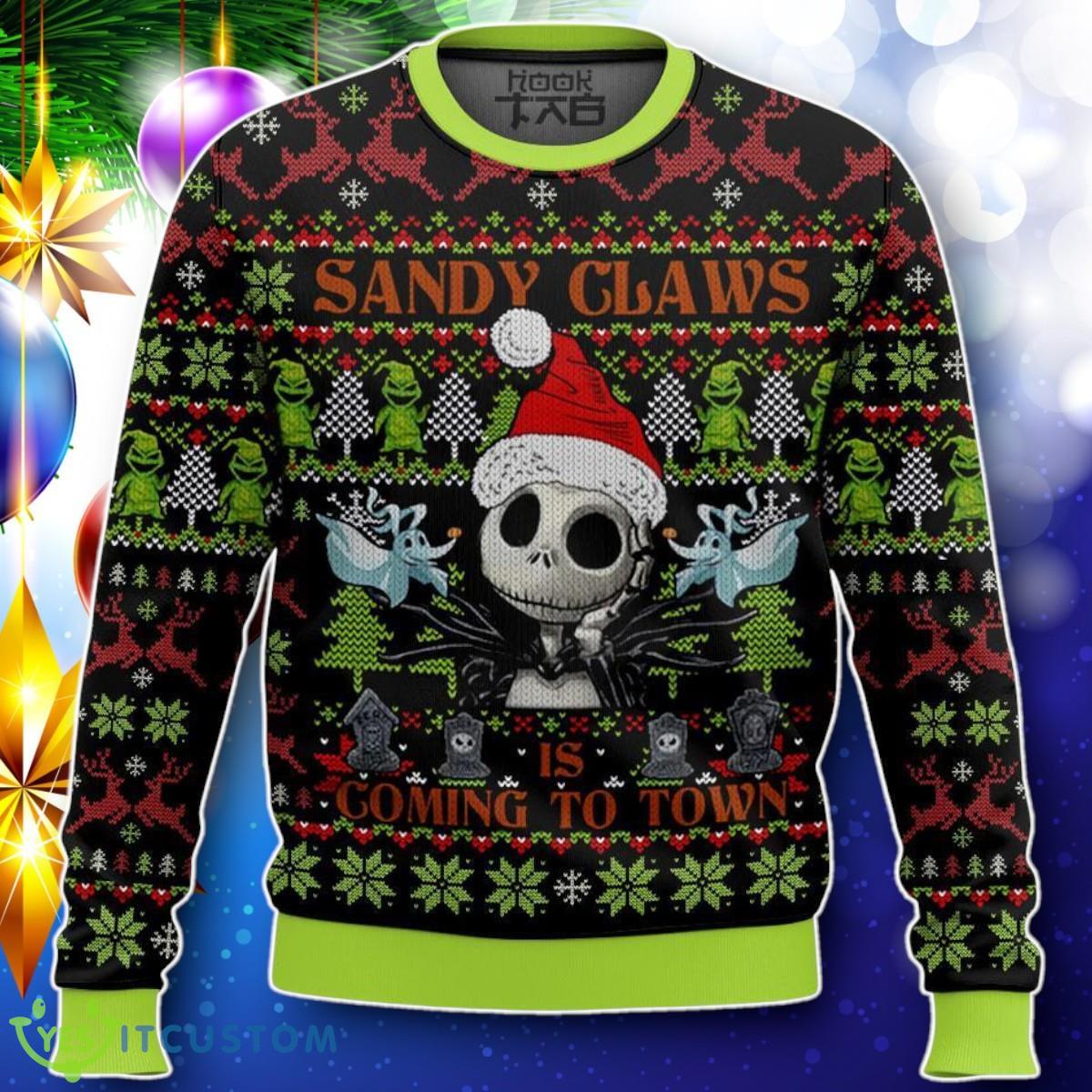 Sandy Claws Is Coming To Town Jack Skellington The Nightmare Before Christmas Ugly Sweater Style Gift 5 Sandy Claws Is Coming To Town Jack Skellington The Nightmare Before Christmas Ugly Sweater Style Gift Product Photo 1