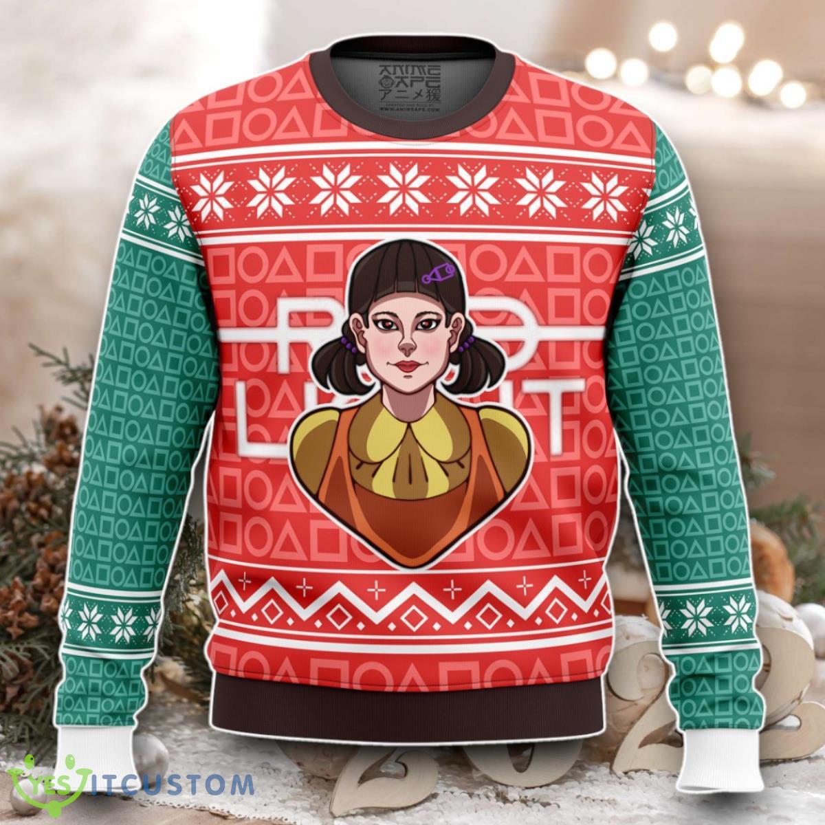 Squid Game Red Light Green Light Doll Ugly Christmas Sweater Best Gift 5 Squid Game Red Light Green Light Doll Ugly Christmas Sweater Best Gift Product Photo 1