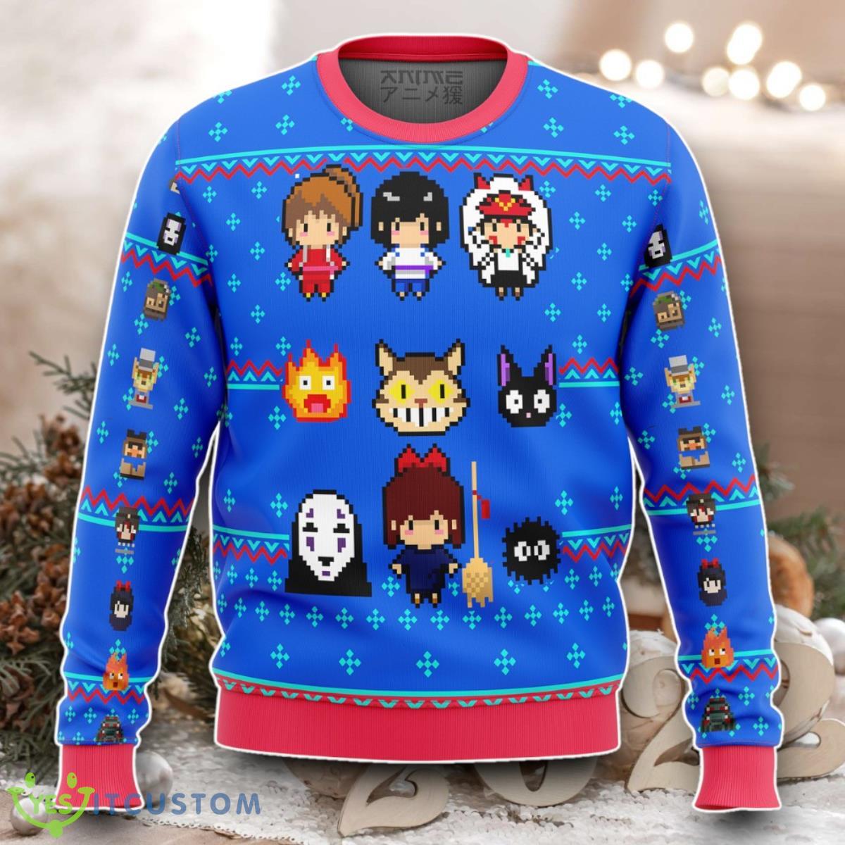 Studio Ghibli Blue Ugly Christmas Sweater Best Gift 3 Studio Ghibli Blue Ugly Christmas Sweater Best Gift Product Photo 1