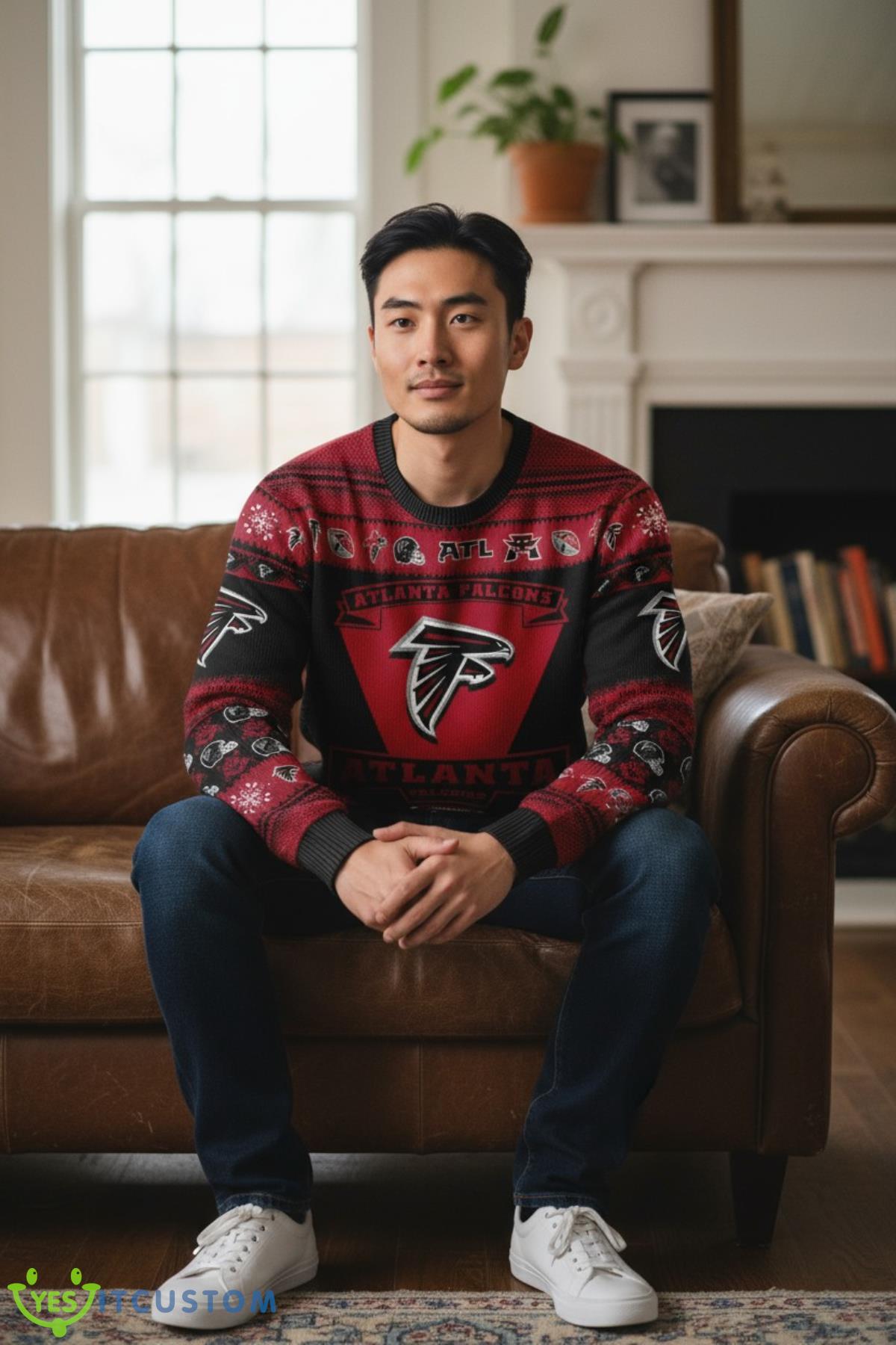 Atlanta Falcons Football Team Logo Custom Name Sport Team Gift Ugly Christmas Sweater 5 Atlanta Falcons Football Team Logo Custom Name Sport Team Gift Ugly Christmas Sweater Product Photo 1