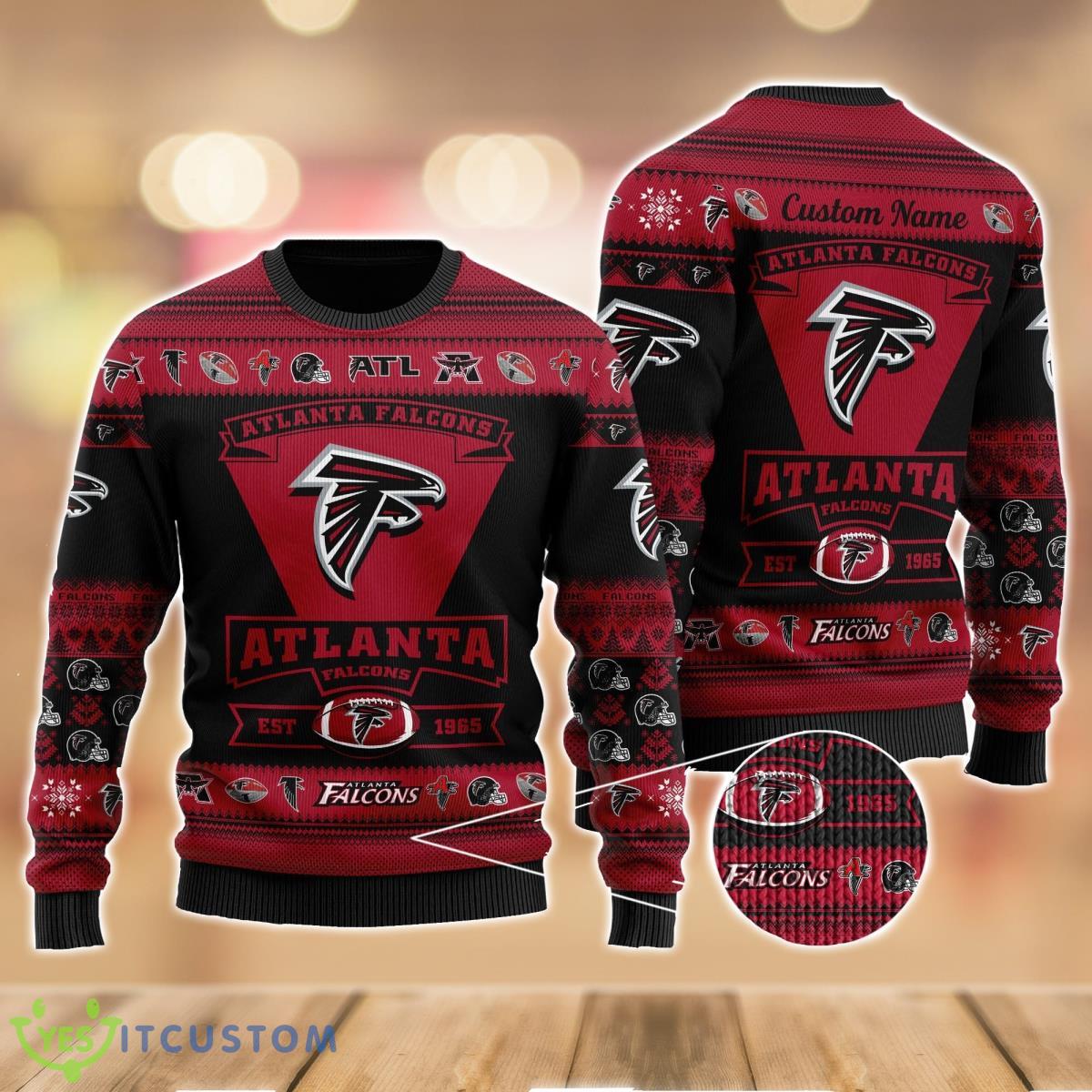 Atlanta Falcons Football Team Logo Custom Name Sport Team Gift Ugly Christmas Sweater 4 Atlanta Falcons Football Team Logo Custom Name Sport Team Gift Ugly Christmas Sweater Product Photo 2