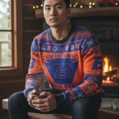 Boise State Broncos Football Team Logo Custom Name Sport Team Gift Ugly Christmas Sweater Product Photo 1