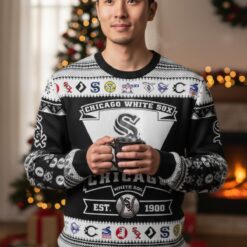 Chicago White Sox Football Team Logo Custom Name Sport Team Gift Ugly Christmas Sweater Product Photo 1