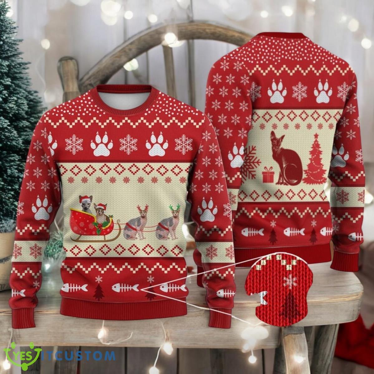Christmas Sphynx Cat Reindeer 3D Ugly Christmas Sweater Xmas Holiday Gift For Men And Women Santa Hat Cat Holiday Sweater 2 Christmas Sphynx Cat Reindeer 3D Ugly Christmas Sweater Xmas Holiday Gift For Men And Women Santa Hat Cat Holiday Sweater Product Photo 1