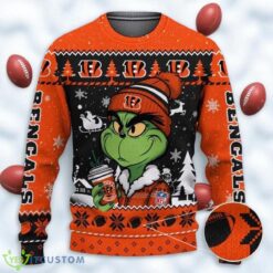 Cincinnati Bengals The Grinch Drink Coffee Ugly Christmas Sweater NFL Fans Sport Christmas Sweater Product Photo 1