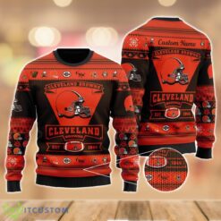 Cleveland Browns Football Team Logo Custom Name Sport Team Gift Ugly Christmas Sweater Product Photo 2