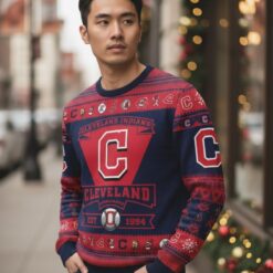 Cleveland Indians Football Team Logo Custom Name Sport Team Gift Ugly Christmas Sweater Product Photo 1