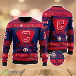 Cleveland Indians Football Team Logo Custom Name Sport Team Gift Ugly Christmas Sweater Product Photo 2