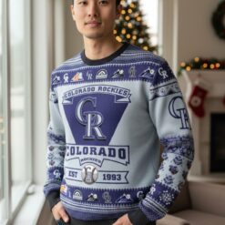 Colorado Rockies Football Team Logo Custom Name Sport Team Gift Ugly Christmas Sweater Product Photo 1
