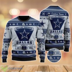 Dallas Cowboys Football Team Logo Custom Name Sport Team Gift Ugly Christmas Sweater Product Photo 1