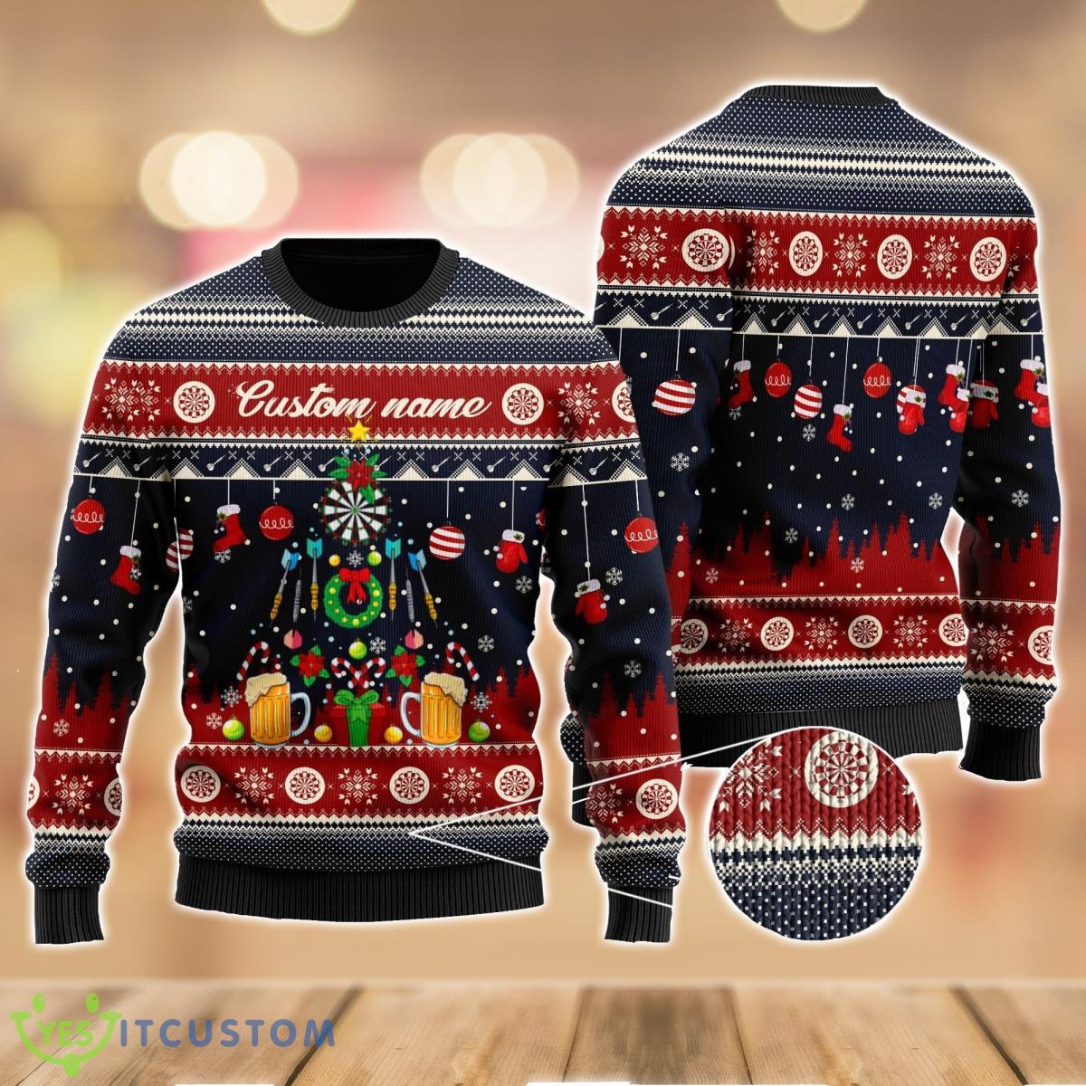 Darts And Beer Noel Pattern Personalized Gifts For Dart Players Sport Lovers Ugly Christmas Sweater 4 Darts And Beer Noel Pattern Personalized Gifts For Dart Players Sport Lovers Ugly Christmas Sweater Product Photo 1