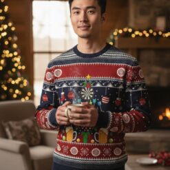 Darts And Beer Noel Pattern Personalized Gifts For Dart Players Sport Lovers Ugly Christmas Sweater Product Photo 2