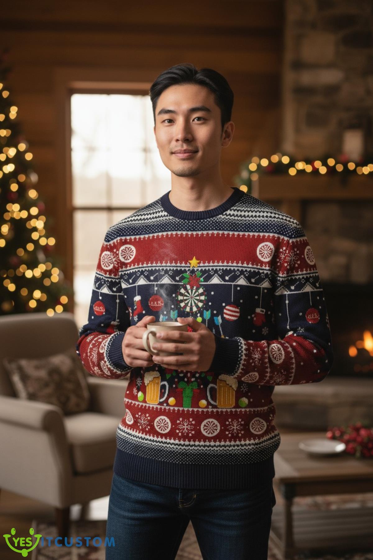 Darts And Beer Noel Pattern Personalized Gifts For Dart Players Sport Lovers Ugly Christmas Sweater 5 Darts And Beer Noel Pattern Personalized Gifts For Dart Players Sport Lovers Ugly Christmas Sweater Product Photo 2