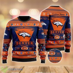 Denver Broncos Football Team Logo Custom Name Sport Team Gift Ugly Christmas Sweater Product Photo 1