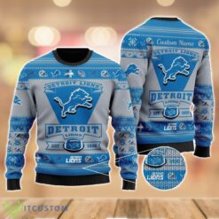 Detroit Lions Football Team Logo Custom Name Sport Team Gift Ugly Christmas Sweater Product Photo 1