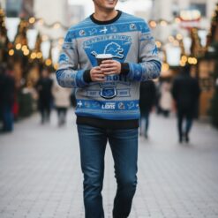 Detroit Lions Football Team Logo Custom Name Sport Team Gift Ugly Christmas Sweater Product Photo 2