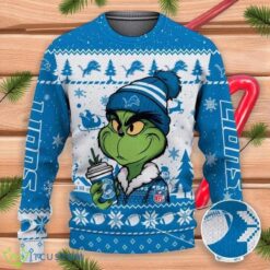 Detroit Lions The Grinch Drink Coffee Ugly Christmas Sweater NFL Fans Sport Christmas Sweater Product Photo 1