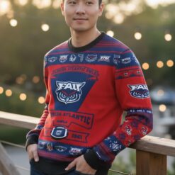 Florida Atlantic Owls Football Team Logo Sport Team Gift Ugly Christmas Sweater Product Photo 2