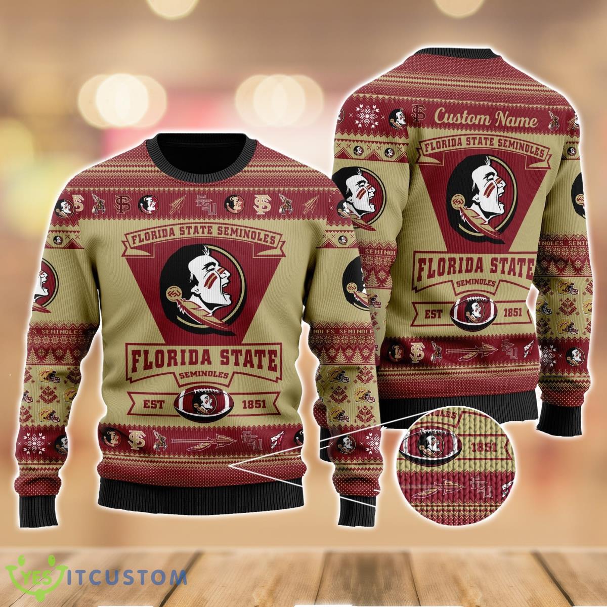 Florida State Seminoles Football Team Logo Sport Team Gift Ugly Christmas Sweater 4 Florida State Seminoles Football Team Logo Sport Team Gift Ugly Christmas Sweater Product Photo 1