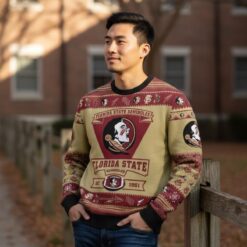 Florida State Seminoles Football Team Logo Sport Team Gift Ugly Christmas Sweater Product Photo 2