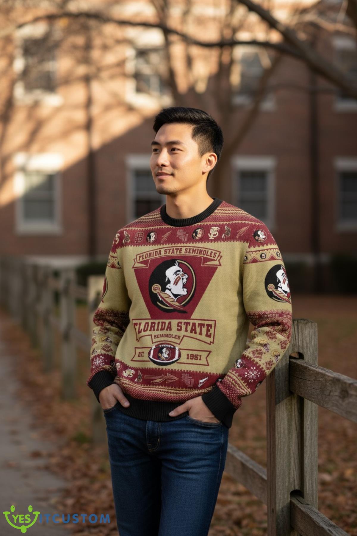 Florida State Seminoles Football Team Logo Sport Team Gift Ugly Christmas Sweater 2 Florida State Seminoles Football Team Logo Sport Team Gift Ugly Christmas Sweater Product Photo 2
