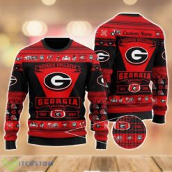 Georgia Bulldogs Football Team Logo Custom Name Sport Team Gift Ugly Christmas Sweater Product Photo 1
