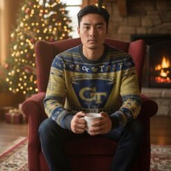Georgia Tech Yellow Jackets Football Team Logo Sport Team Gift Ugly Christmas Sweater Product Photo 1