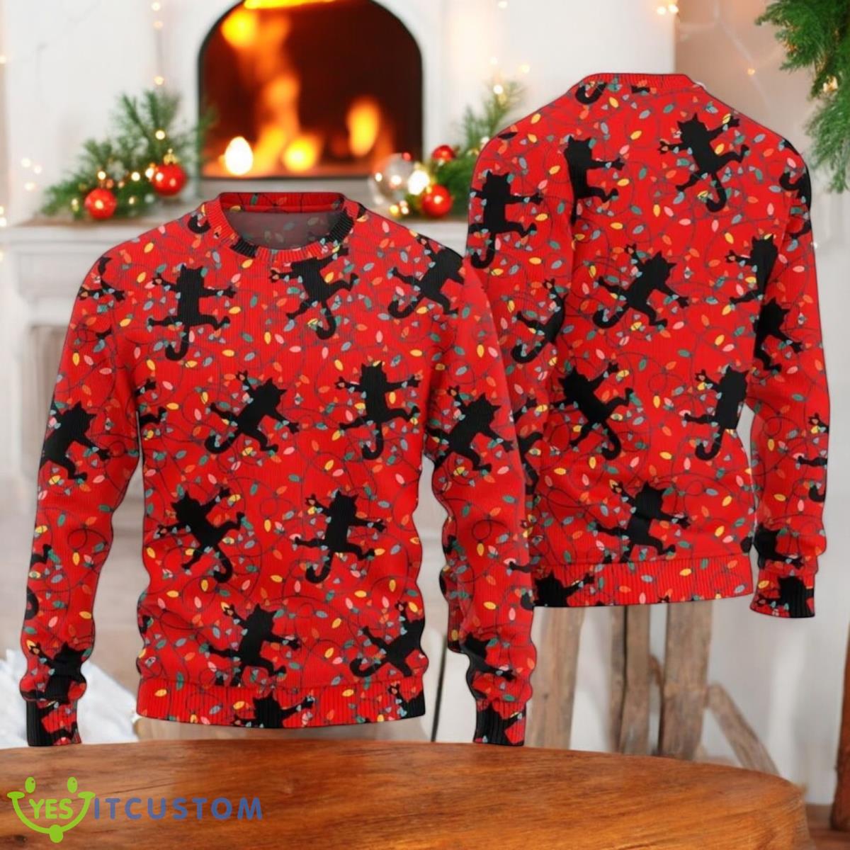 Griswold Cat Wrapped Christmas Lights Sweater National Lampoon's Xmas Sweater 2 griswold cat wrapped christmas lights sweater national lampoons xmas sweater