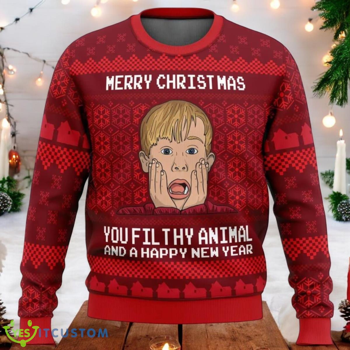 Home Alone Christmas Sweater Merry Christmas Ya Filthy Animal 3D Ugly Christmas Sweater Xmas Holiday Gift For Men And Women 2 Home Alone Christmas Sweater Merry Christmas Ya Filthy Animal 3D Ugly Christmas Sweater Xmas Holiday Gift For Men And Women Product Photo 1