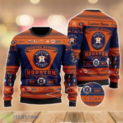 Houston Astros Football Team Logo Custom Name Sport Team Gift Ugly Christmas Sweater Product Photo 2