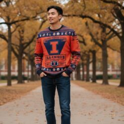 Illinois Fighting Illini Football Team Logo Sport Team Gift Ugly Christmas Sweater Product Photo 1
