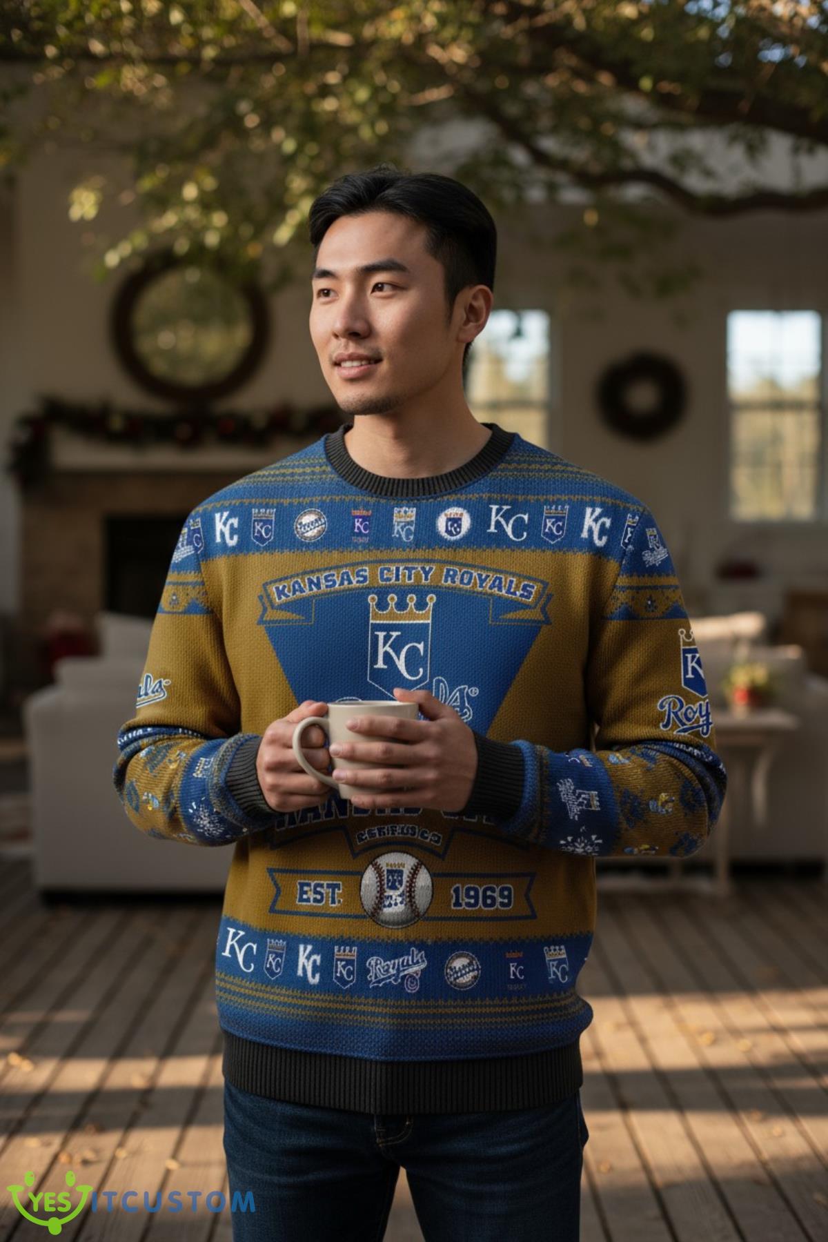 Kansas City Royals Football Team Logo Custom Name Sport Team Gift Ugly Christmas Sweater 4 Kansas City Royals Football Team Logo Custom Name Sport Team Gift Ugly Christmas Sweater Product Photo 1