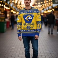 Los Angeles Rams Football Team Logo Custom Name Sport Team Gift Ugly Christmas Sweater Product Photo 1