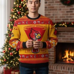 Louisville Cardinals Football Team Logo Sport Team Gift Ugly Christmas Sweater Product Photo 1
