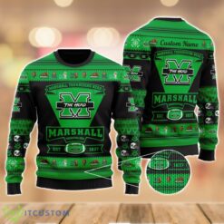 Marshall Thundering Herd Football Team Logo Sport Team Gift Ugly Christmas Sweater Product Photo 1