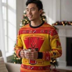Maryland Terrapins Football Team Logo Custom Name Sport Team Gift Ugly Christmas Sweater Product Photo 2