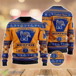 Memphis Tigers Football Team Logo Custom Name Sport Team Gift Ugly Christmas Sweater Product Photo 1