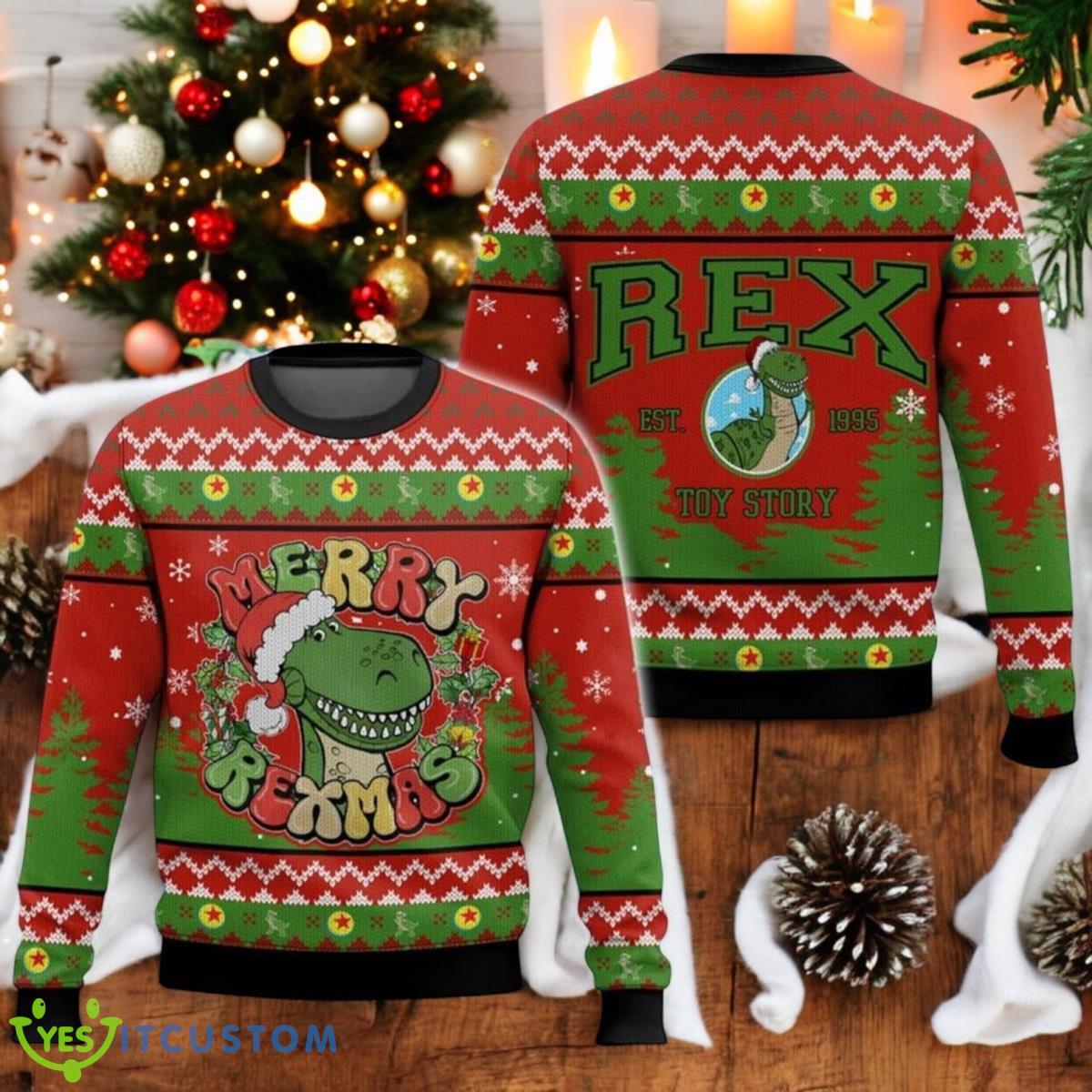 Merry Rexmas 3D Ugly Christmas Sweater Xmas Holiday Gift For Men And Women Toy Story Rex Christmas Sweater 2 Merry Rexmas 3D Ugly Christmas Sweater Xmas Holiday Gift For Men And Women Toy Story Rex Christmas Sweater Product Photo 1