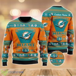 Miami Dolphins Football Team Logo Custom Name Sport Team Gift Ugly Christmas Sweater Product Photo 1